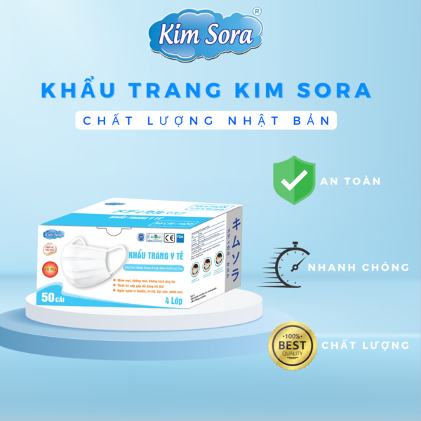 Khẩu trang y tế 4 lớp trắng - Khẩu Trang Y Tế Kim Sora - Công Ty TNHH Kim Sora